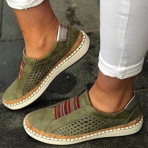 Green Slip-on Shoes Breathable Casual Sneakers